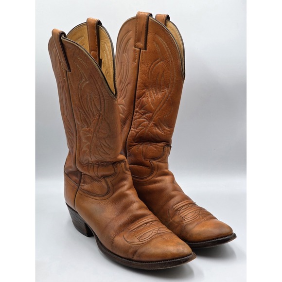 Justin Boots Other - Vintage Justin Cowboy Boots Mens Size 9 D Style 2497 Cognac Leather USA Made